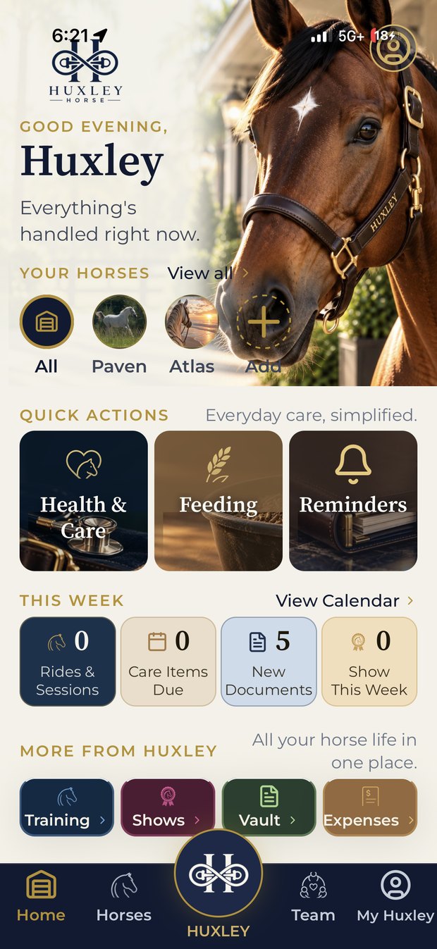 Huxley home screen in daylight mode