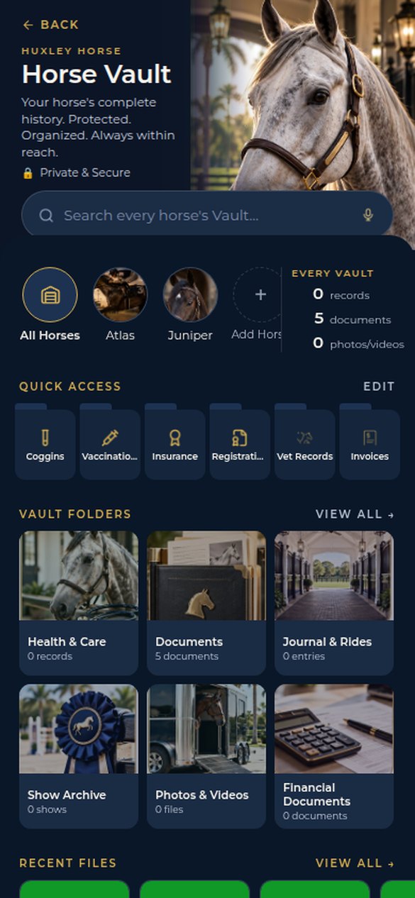 The Horse Vault: Coggins, vaccinations, insurance, registration, vet records and invoices